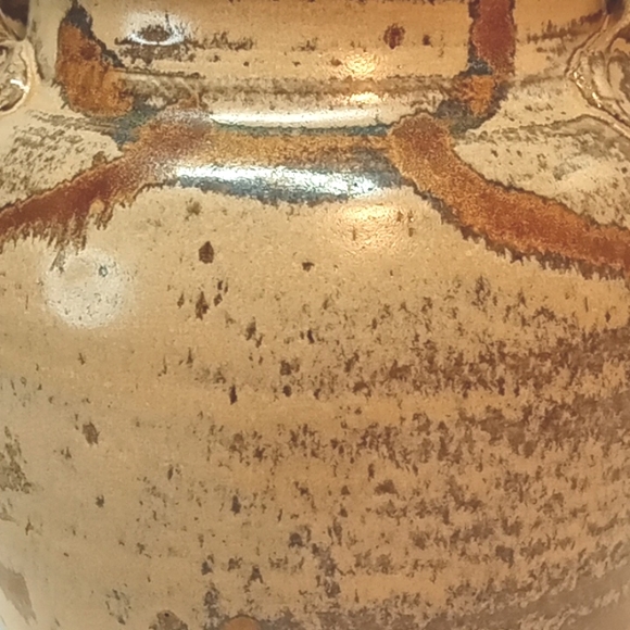 Vintage artist signed artisan pottery glazed teapot with bamboo handle. - Picture 11 of 12